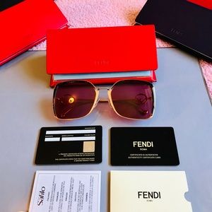 Fendi Red and Gold Gradient Lens Sunglasses